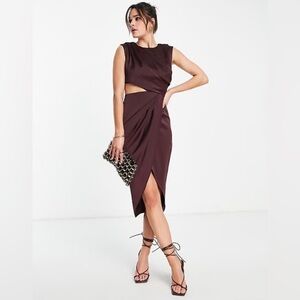 ASOS NWT drape detail cutout midi dress size 12. Wedding guest romantic feminine